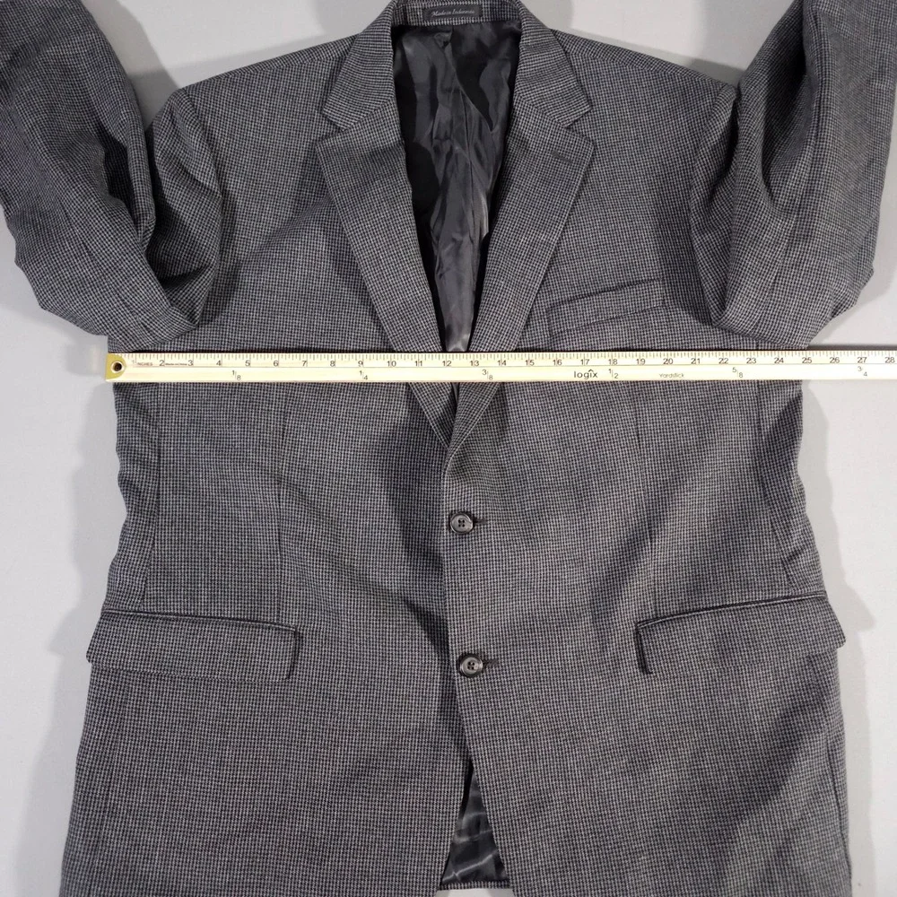 Lauren Ralph Lauren Blazer Mens 48R Grey Wool Micro Houndstooth Sport Coat